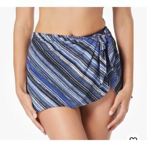 Contours by Coco Reef Womens Striped Sarong Swim Bottom Separates Black S